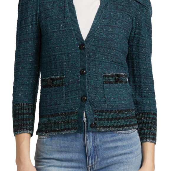 L'Agence Jenni Waffle-knit Cardigan Deep Teal-Multi Colour - Never worn - Picture 5 of 6